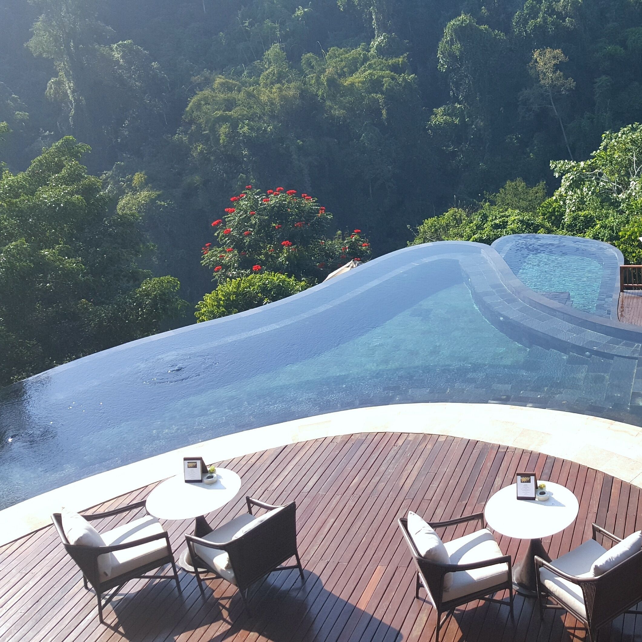 Finally i see the layered pool of the hanging gardens ubud