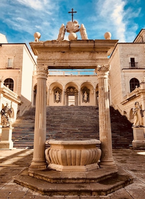 L’Abbazia di Montecassino is a beautiful abbey just a short taxi or bus ride from the town of Cassino. Founded by St. Benedict in 529 AD on the remains of a Roman heathen worship site. Beautiful views of the surrounding towns in Frosinone, Lazio and a ton of history. It was truly a serene experience.