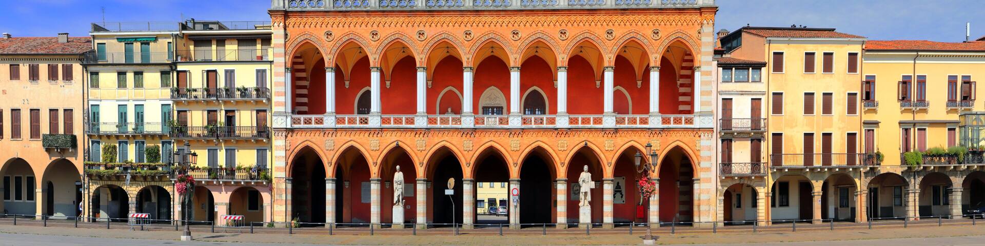 view on Loggia Amulea in prato della valle square in padua city in italy