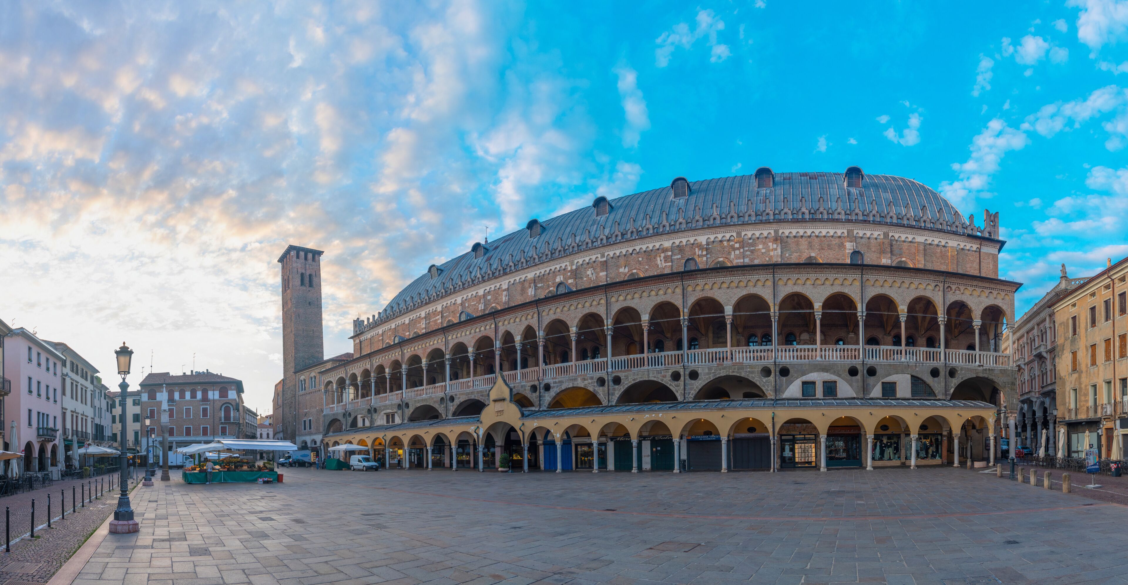 Sunrise over Palazzo della Ragione in Italian town Padua