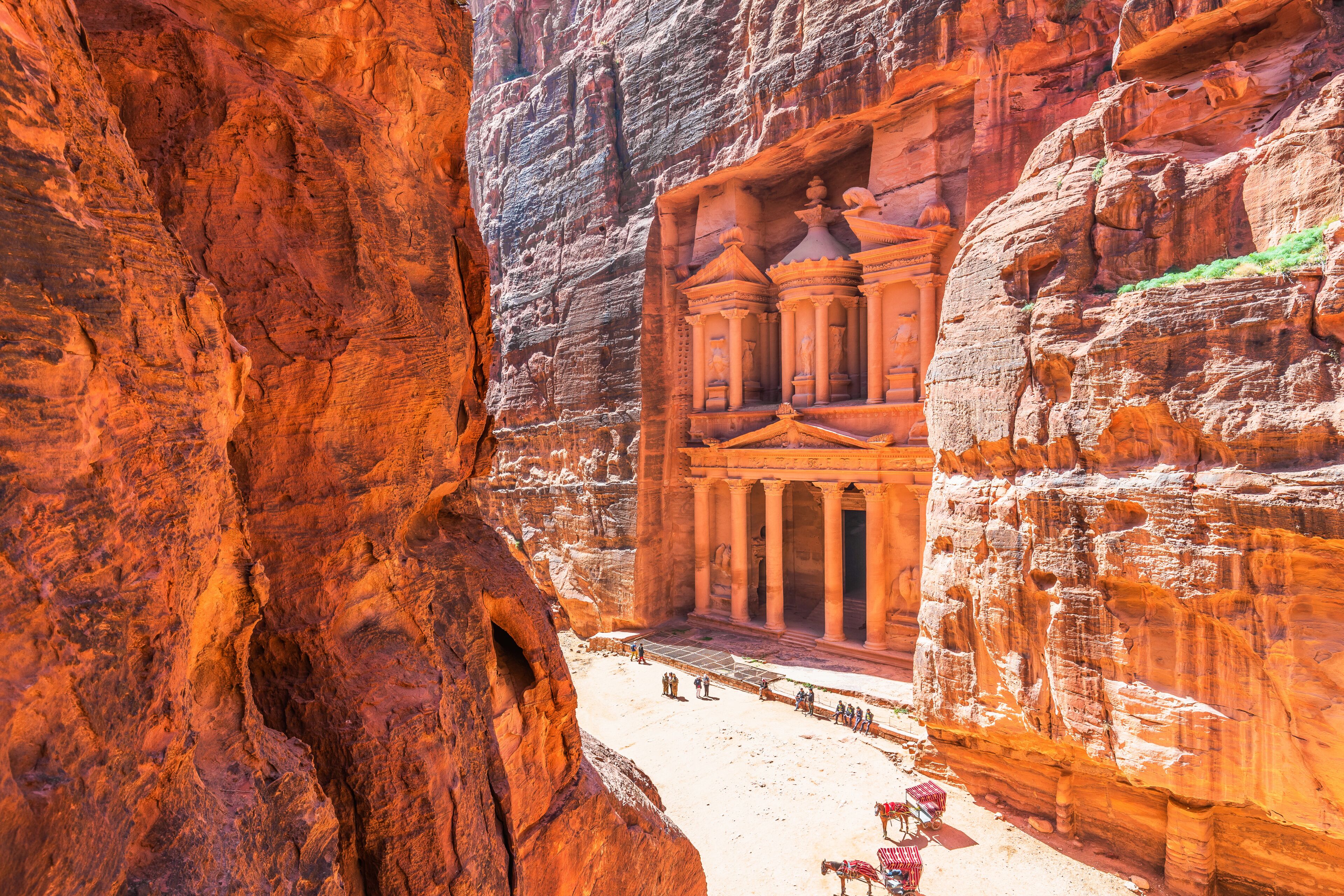 Petra, Jordan. Al-Khazneh (The Treasury) in Petra seen from above.