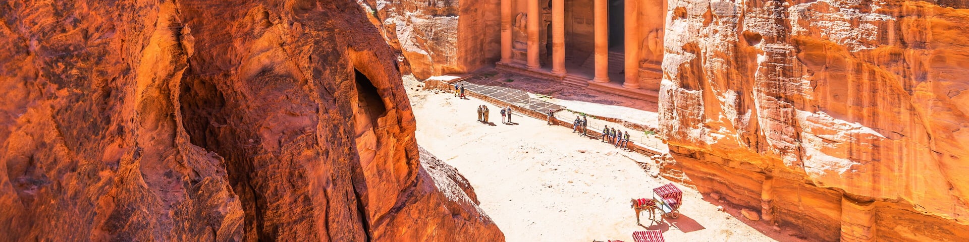 Petra, Jordan. Al-Khazneh (The Treasury) in Petra seen from above.