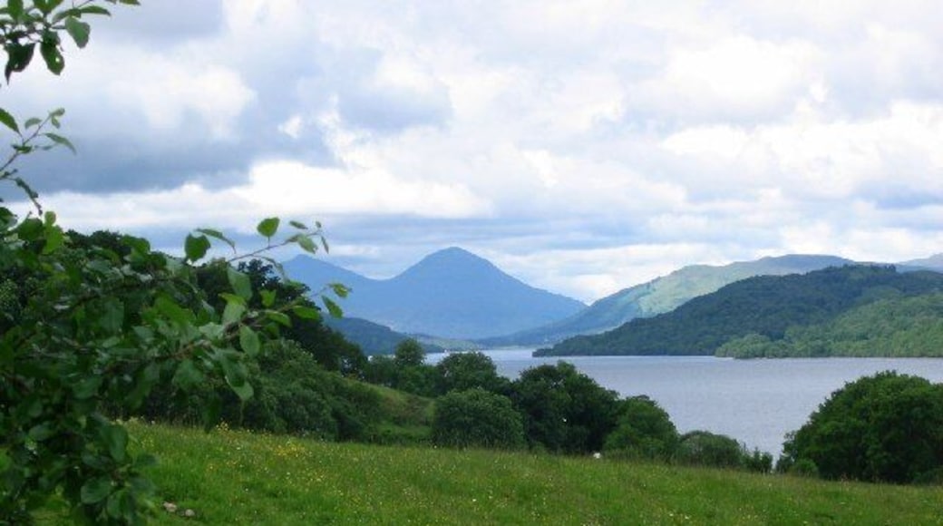 Loch Tay from Ardtalnaig. Ben More and Stobinnian, beyond the length of Loch Tay.