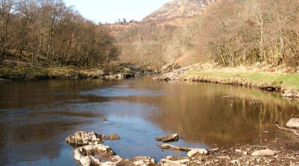 Still waters A quiet pool on the River Lyon in between two areas of rapids.