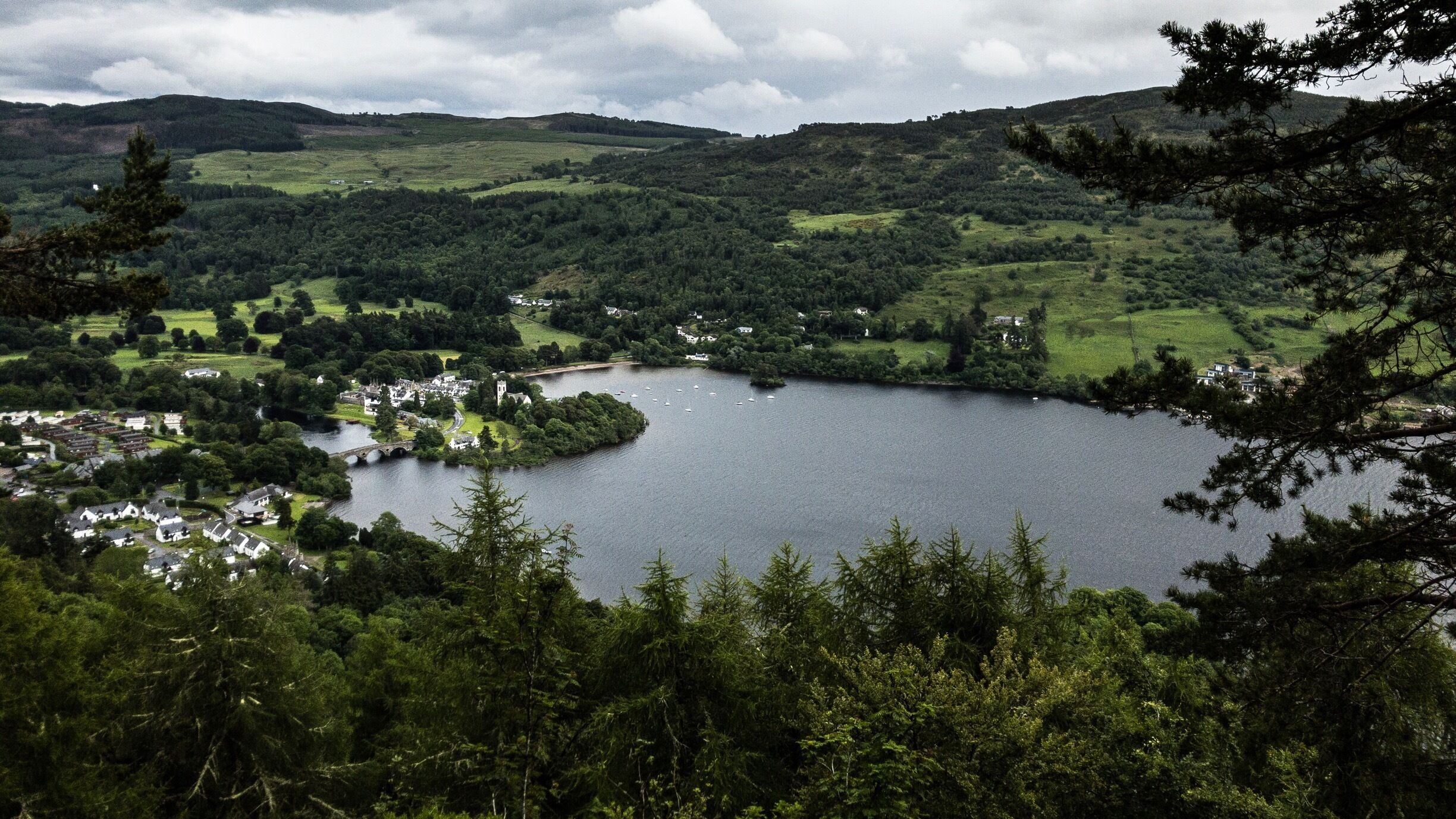 View of Kenmore and Loch Tay. Worth the walk (Blue footpath) from Drummond Hill Car park. 