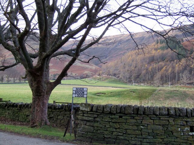 At the driveway to Inverbroom Lodge