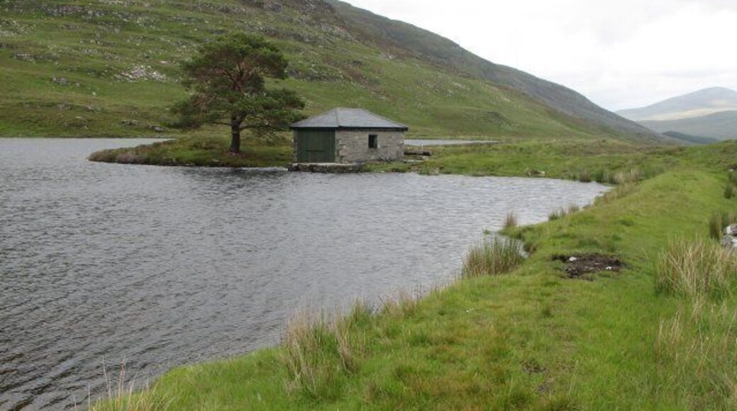 Boat house, Home Loch Lochan, enlarged by a small dam visible to the right of the photo.