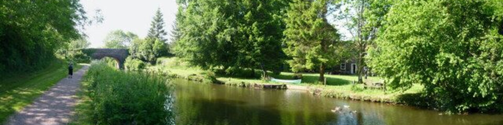 Mid Devon : Grand Western Canal Looking towards Rock Bridge with Rock House close by.