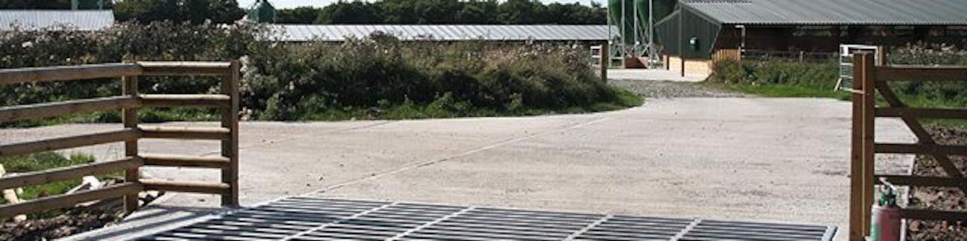 Rackenford: new farm. Newly-constructed buildings and feed silos which appear to be intended for intensive stock rearing. Looking west-north-west by the lane from Horestone Cross