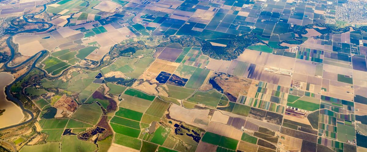 Aerial view of the San Joaquin River National Wildlife Refuge, Stanislaus County