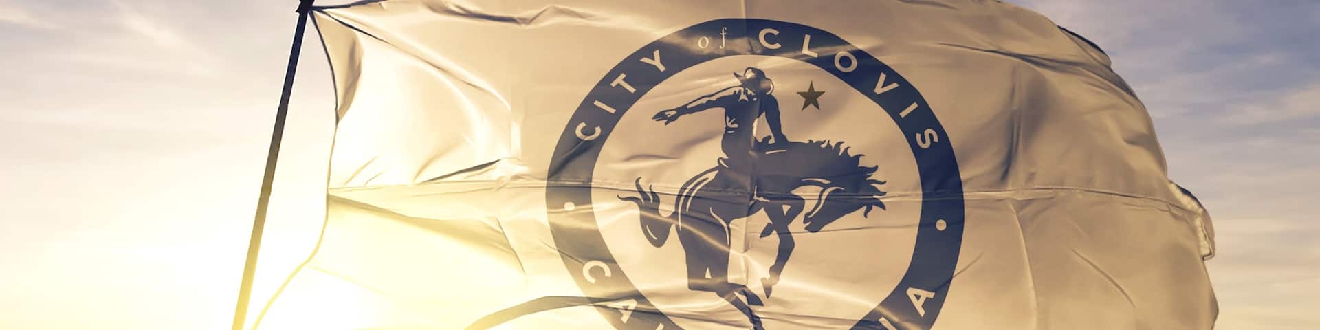 Clovis of California of United States flag waving on the top