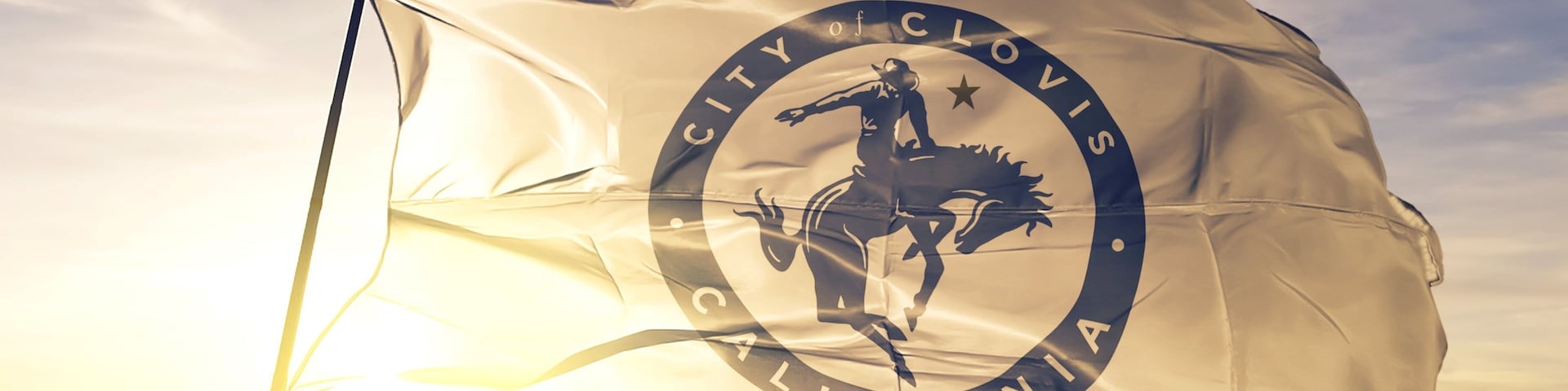 Clovis of California of United States flag waving on the top