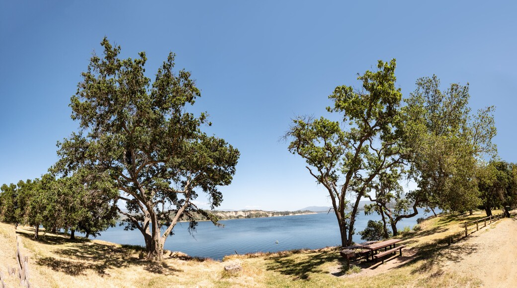 landscape of Lake Cachuma and surrounding mountains in California