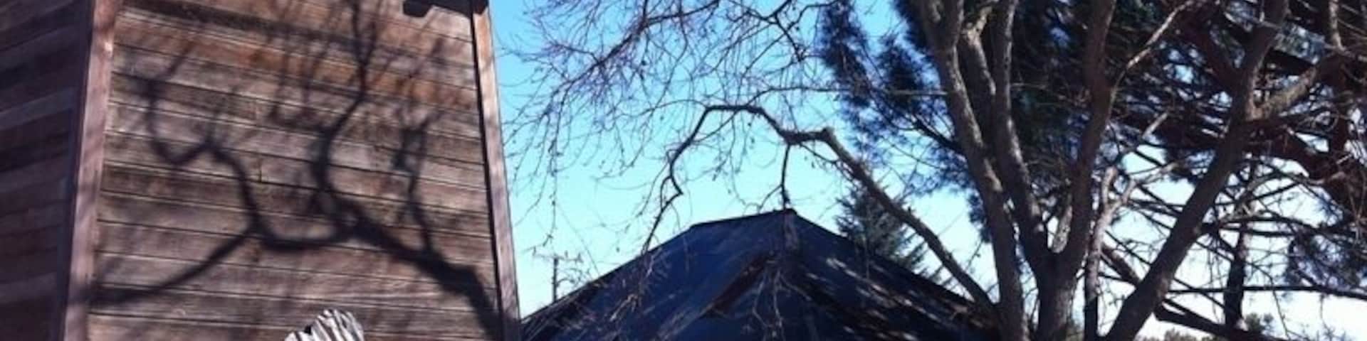 On a hot like today duck into here for a cold ice cream and chocolate in the smaller building / water tower.