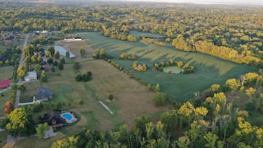 Aerial view of Farmland and Neighborhood in Rural Northern Kentucky