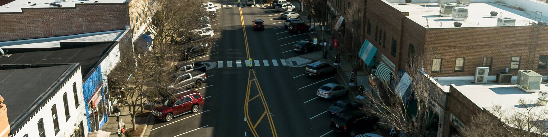 Aerial view of downtown Fuquay-Varina , North Carolina