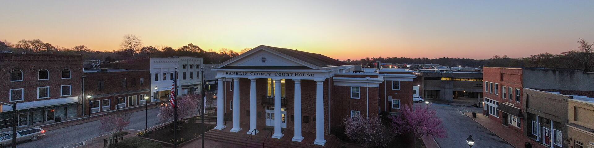 The Town of Louisburg North Carolina by Drone on a Sunny Day, Including Sunrise Images For Travel and Tourism