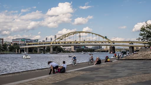 This is in Point State Park, Pittsburgh, Pennsylvania, USA. Great place to relax and enjoy the good view of the river and bridges along the river. This is a good place to also do outdoor activities.