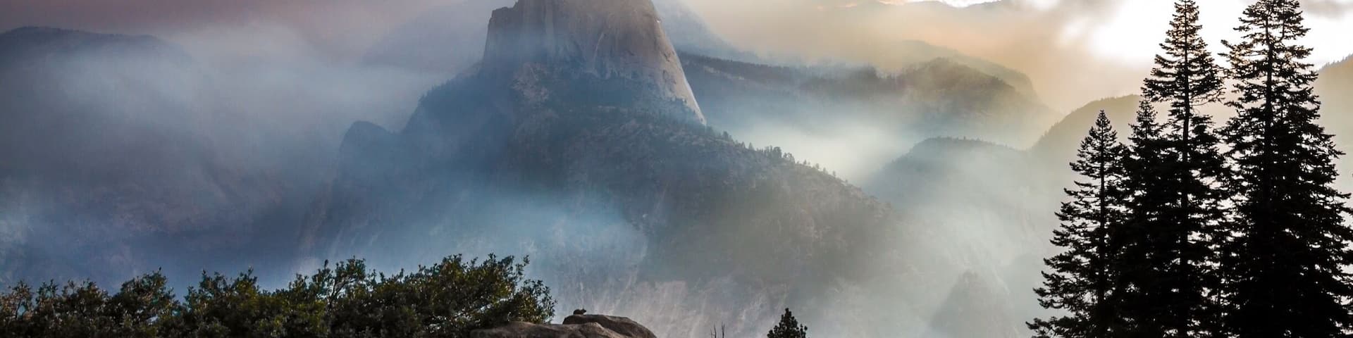 This is a bucket-list view of Half Dome near Glacier Point.
Taken Sept 2014 during wildfire in the park.