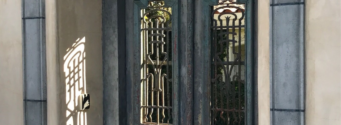 One of the many fascinating doors to hideaways in Palm Springs