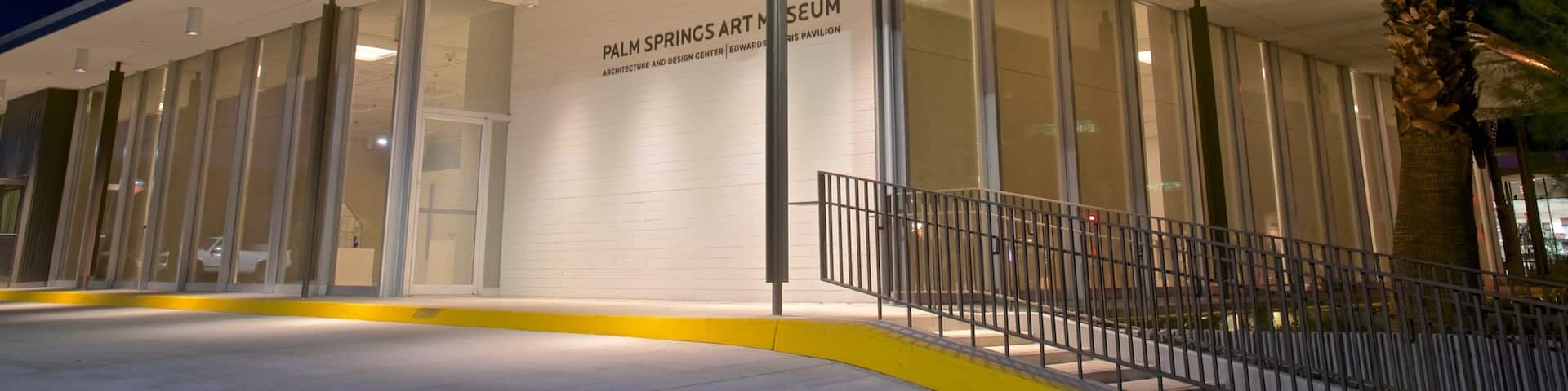 The Palm Springs Art Museum at dusk.