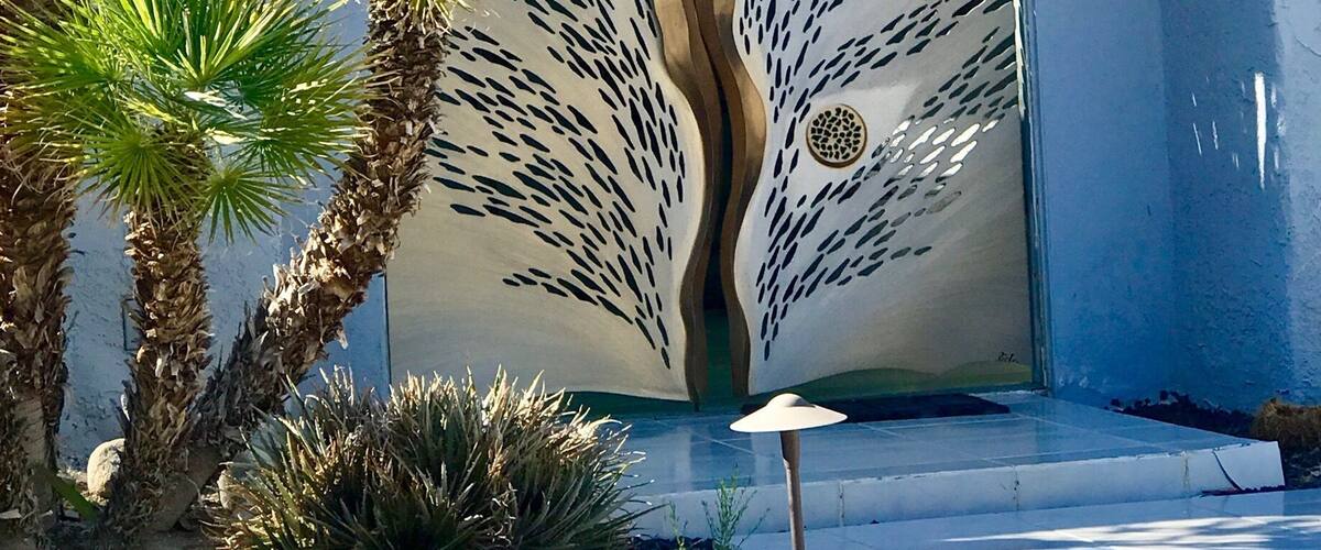 What a magnificent door – stainless steel and brass located in the Las Palmas area of Palm Springs