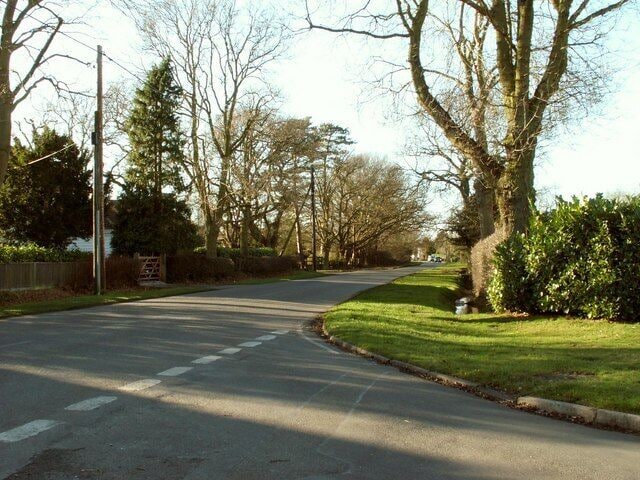 A view of Mill Road in Stock This is the view from the end of Mill Lane.