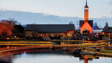 Panorama from Nabana no Sato park in Japan