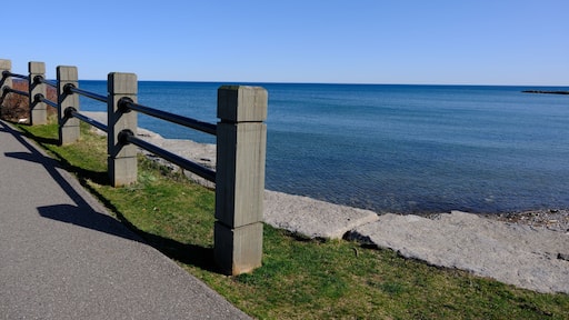 fence of a park in bowmanville on the shores of lake ontario