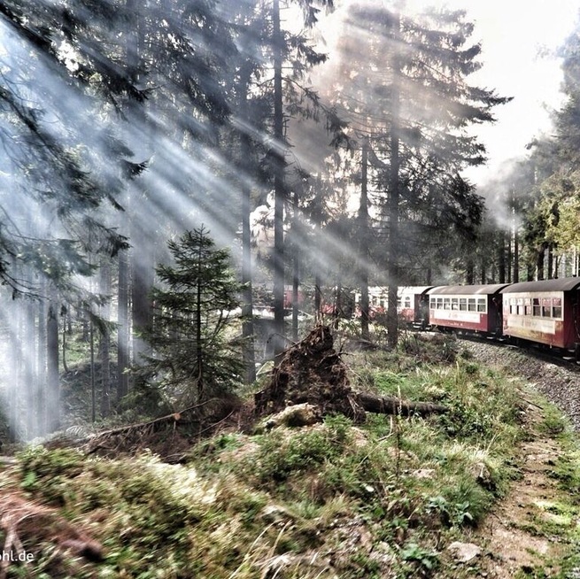 The Brocken Railway (German: Brockenbahn) is one of three tourist metre gauge railways which together with the Harz Railway and Selke Valley Railway form the Harz Narrow Gauge Railways railway network in the Harz mountain range of Germany.
Steam locomotive 99 7243:
It runs from the station of Drei Annen Hohne at 542 m (1,778 ft), where it joins the Harz Railway, via Schierke and the Bode River valley to the summit of the Brocken, the highest mountain of the Harz at 1,141 m (3,743 ft) and part of the Harz National Park.