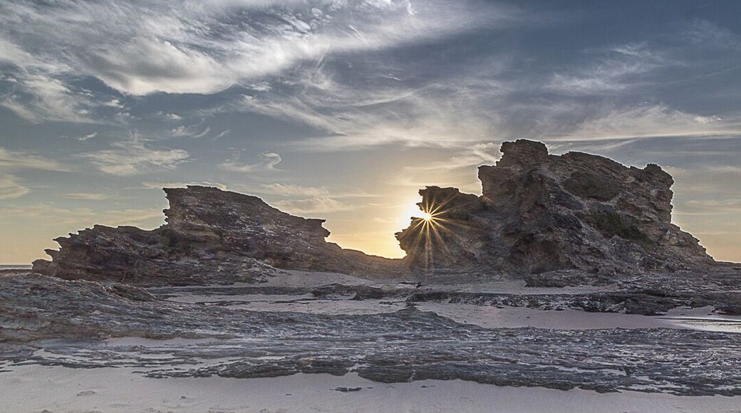 Early morning starburst through a gap in Wellington Rock. Unlike many other seascapes this one is readily accessible from the V-Wall Breakwater walk.