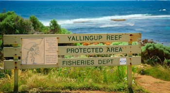Yallingup featuring rocky coastline and signage
