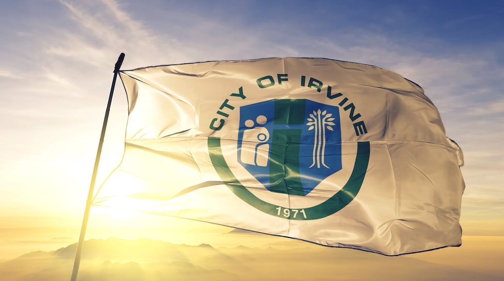 Irvine of California of United States flag waving on the top