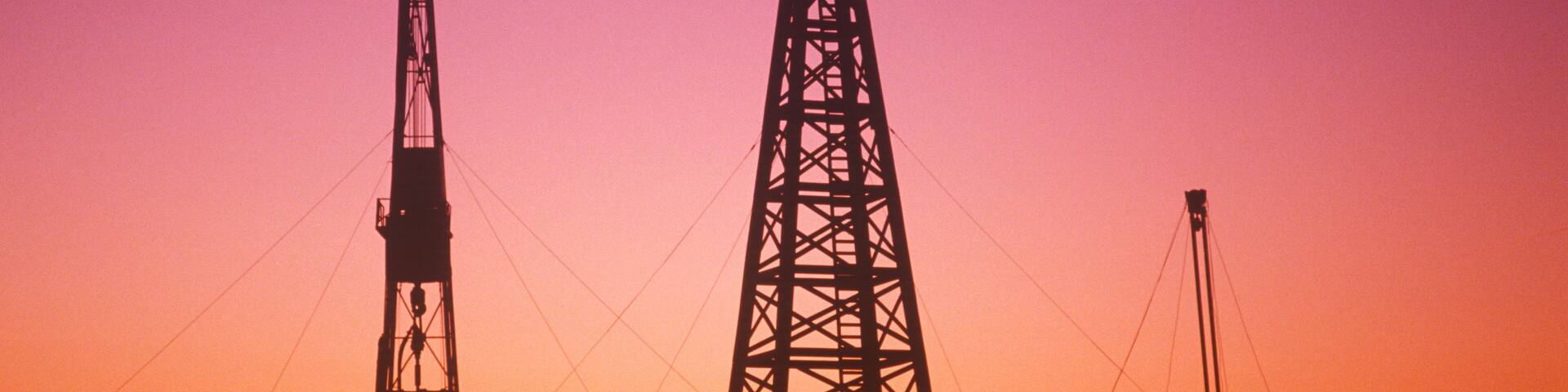 Old Oil Rig at Sunset in Russell, KS