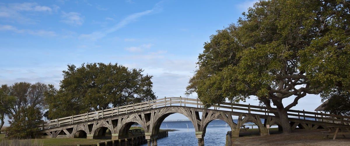 The footbridge in Corolla, North Carolina is on the national register of historic places.