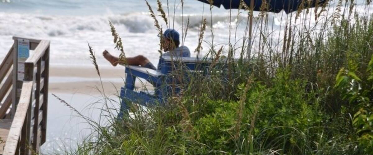 A day at the Beach - a watchful Lifeguard keeping an eye on the people in the surf!