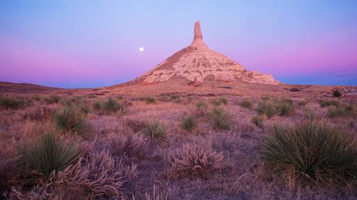 Chimney Rock National Historic Site in Morrill County in western Nebraska taken at sunrise