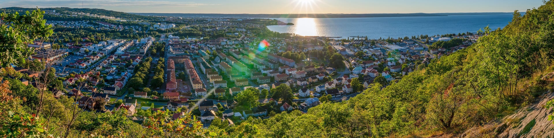 Panorama Sunset view from above of Huskvarna Skyline