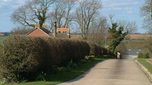 Grove Farm Early Spring view of road leading into Grove Farm