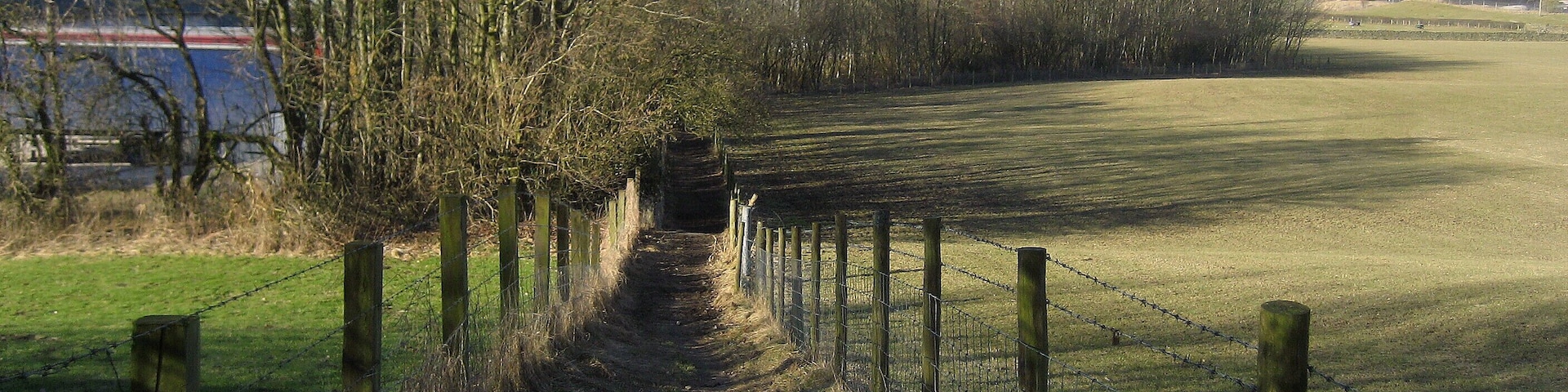Dales Way in Burneside The long distance footpath is obliged to trace the boundary of an industrial estate at Burneside before it can reach the River Kent.