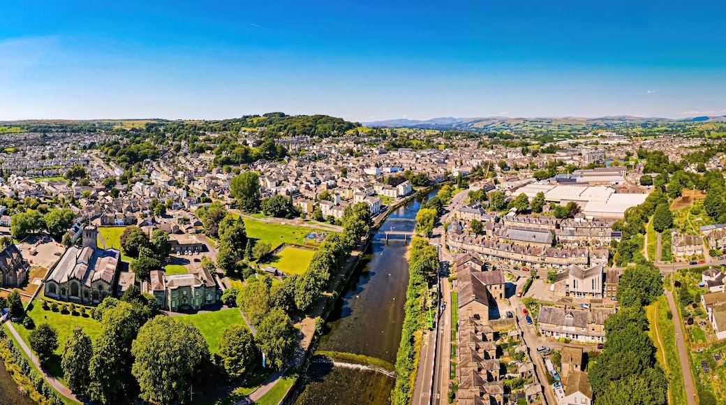Aerial view of Kendal in Lake District, a region and national park in Cumbria in northwest England