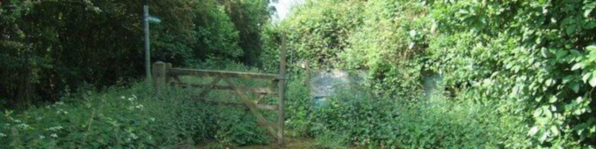The End of the Road. The old road from Stanbridge past Corner Farm came through here, but it has since been diverted, leaving this as a no-through road, but it is still a bridleway. See also 183129