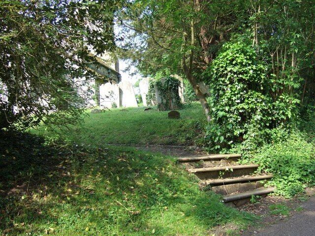 Una escalera de madera que asciende por una ladera cubierta de hierba en un área boscosa.