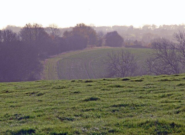 Countryside south of Ullesthorpe A public footpath crosses the fields, leading to the A5.