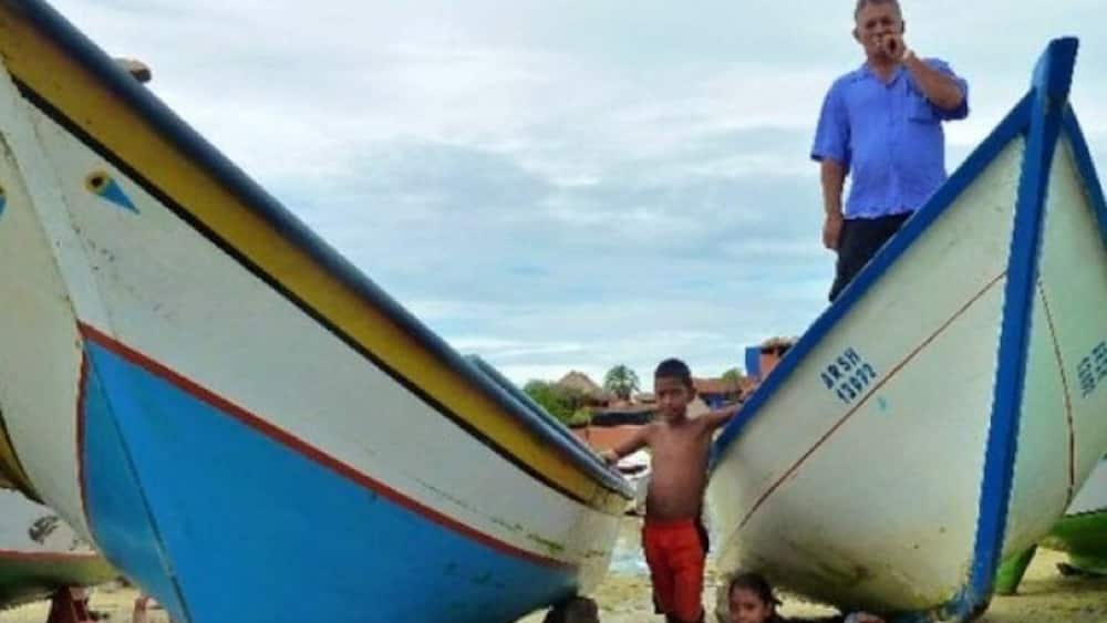 Beach with fishing boats on Margarita Island, Venezuela.