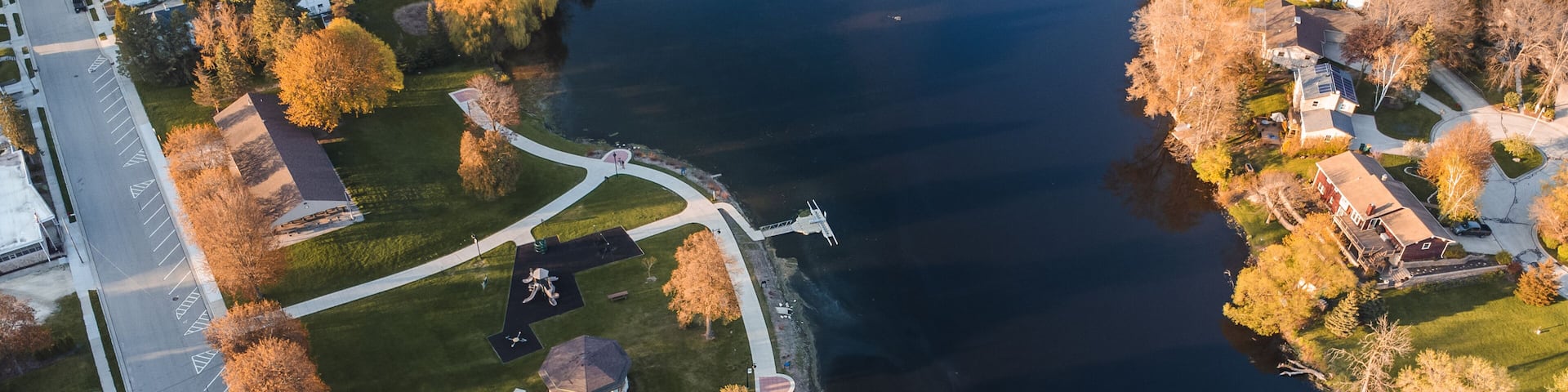 aerial view of a suburban park (grafton, wisconsin)