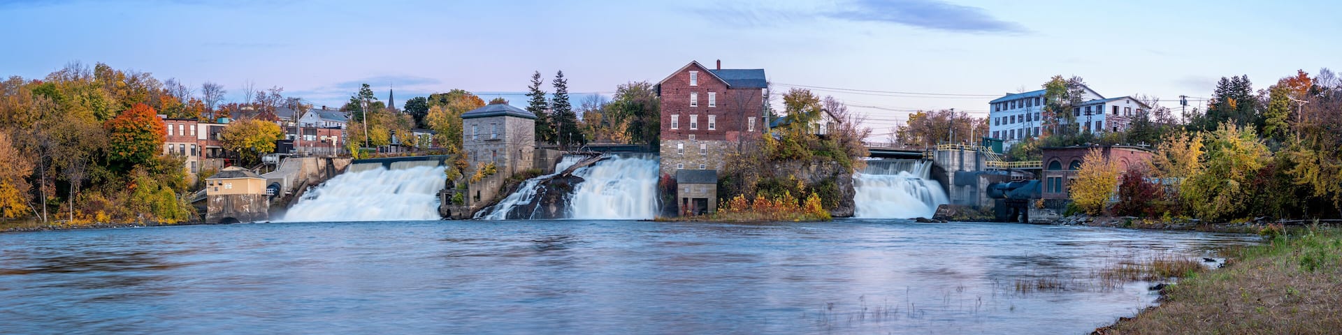 Waterfalls Vergennes at autumn in Vermont