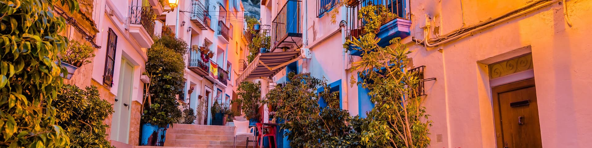 Colorful houses in the old town of Alicante, Spain