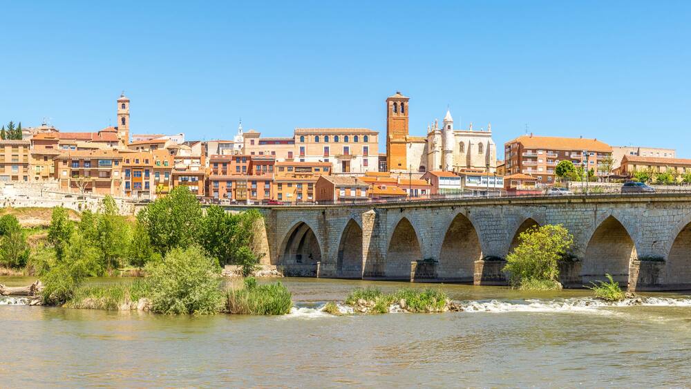 Panoramic view at the Tordesillas town with Douro river in Spain