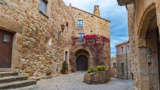 Details of the medieval streets in the beautiful village of Pals in no